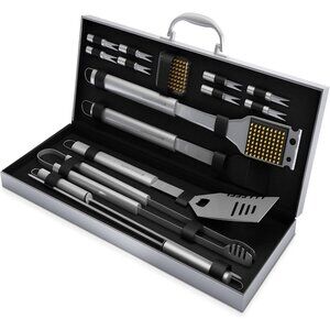Home Complete 16 Piece Stainless Steel Grill Set with Storage Case